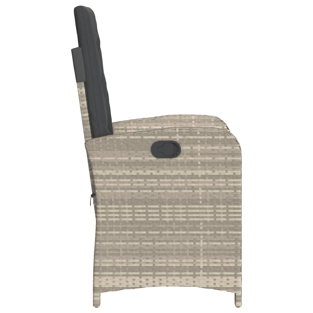 Set Bistro 3 Pezzi Resine Tissee Grigio Chiaro | Schienale estraibile, cuscino spesso rimovibile, telaio in acciaio, uso esterno, giardino, balcone
