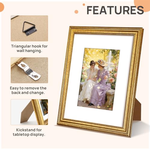 Image of upsimples 8x10 Picture Frame, Vintage Frames Decor, 1Pack Gold