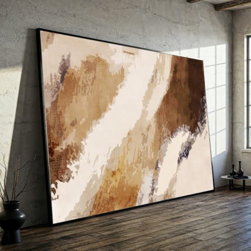 Toile abstraite vintage marron de qualite superieure aux tons naturels rustiques d'art mural