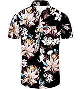 Comdecevis Hawaiian Shirt for Men Tropical Short Sleeve Button Down Aloha Shirts Floral Summer Be...