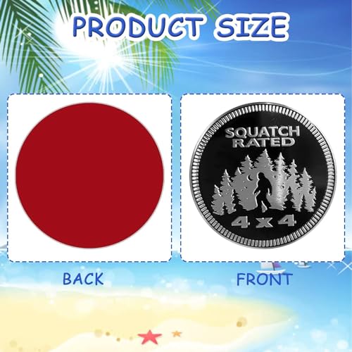 Image of Squatch Rated Metal Car Badge Stickers for Jeep Wrangler,Round Auto Car Emblem Sticker 3D,4 x 4 Decal,Metal Automotive Car Badge,Decorative Sticker for Motorcycle Vehicles Bumpers Trucks Decals