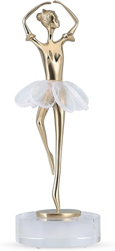 suruim Brass Modern Abstract Ballet Girl Statue Figurines Copper Dancer Sculpture Entrance Desk Ornaments, for Home, Living Room Decor, Study,