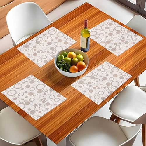 Image of Kuber Industries Circle Design 6 Piece PVC Refrigerator Drawer Mat Set - 48 cm x 33 cm , White