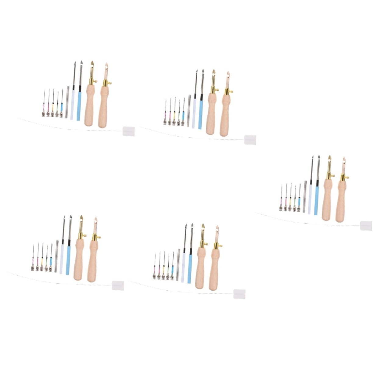 Operitacx 5juegos Kit De Agujas De Punzón Para Bordado Herramienta De Bordado Mango De Madera Para Manualidades y Decoraciones