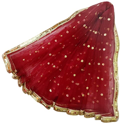 Image of Navti Creations Women's Lightweight Net Dupatta With Sequence Embroidery & Kiran Border (Length 2.25m)