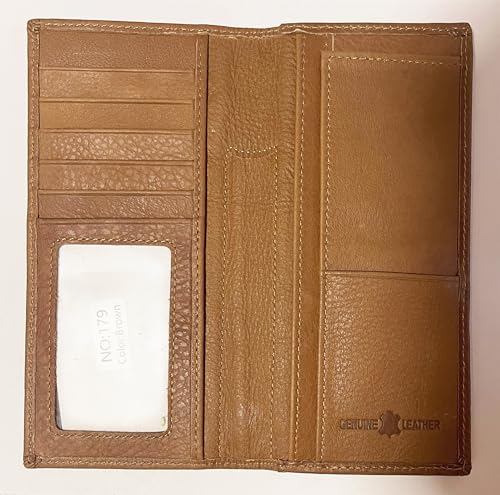 Texas West Western Men's Basketweave Genuine Leather Longhorn Long Cowhide Stud Bifold Wallet (brown)3