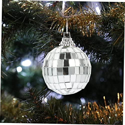 12 piezas de bolas espejadas colgantes para árbol de Navidad, fondos fotográficos y decoración festiva miniatura 6