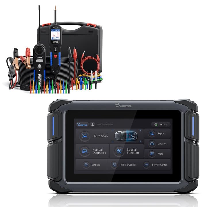 VDIAGTOOLVD70 BiDirectional Scan Tool 2025 Newest Automotive Diagnostic Scanner with V200 Pro Upgrade Kit Automotive Power Circuit Probe Tester Breaker Finder Tool 30Pcs Back Probe Kit