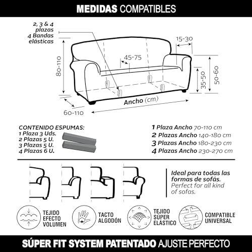 SOFASKINS® super elastischer überzug, Sofabezug 2 sitzer, atmungsaktiv, bequem und langlebig, Sofa überzug, Einfach anzubringen, Maße (140-180Cm), Farbe Beig