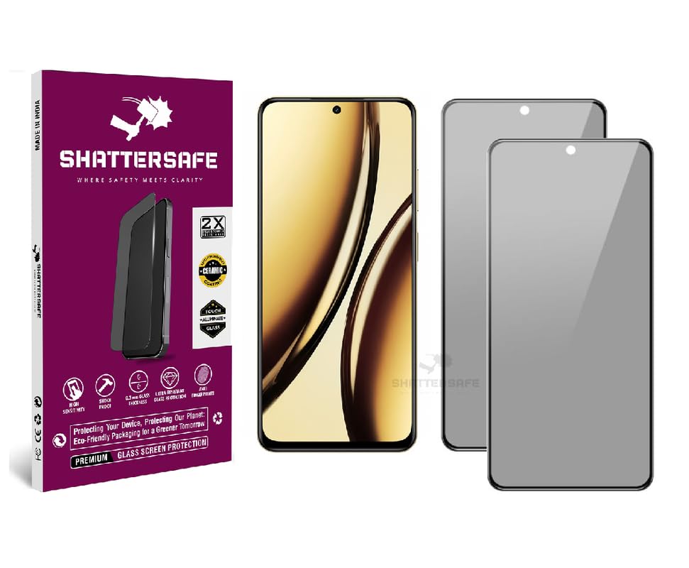 Image of Anti-Spy Privacy Tempered Glass Compatible For Realme Narzo N65 5G [Pack of 2]. 9H Hardness, Anti-Scratch, Edge-to-Edge Protection With Easy Installation Kit & Case Friendly Fit.