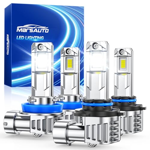 Image of Marsauto Upgraded H11 9005 LED Bulbs, 80,000LM 900% Brighter, Pack of 4 | 6500K White, 1:1 Mini Design 9005 H11 Fog Light Kit, IP68 Waterproof, Long-Lasting 80,000HRS, Tail Light Assemblies