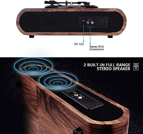 Platine Vinyle, Lecteur de Disques avec Haut-parleurs Intégrés et Bluetooth, Style Vintage, Lecteur de Vinyle a 3 Vitesses, Lecteur de Disques Rétro Portable, Prise Casque Aux RCA AM FM, Bois Noyer - Les Beatles, Paul McCartney, John Lennon, RIngo Starr, George Harrison Platine Vinyle, Lecteur de Disques avec Haut-parleurs Intégrés et Bluetooth, Style Vintage, Lecteur de Vinyle a 3 Vitesses, Lecteur de Disques Rétro Portable, Prise Casque Aux RCA AM FM, Bois Noyer – Image 3