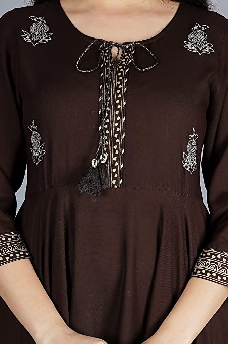 Image of JAYROSH Women's Embroidered Rayon Anarkali Kurta Gown | Flared Kurti for Women & Girls
