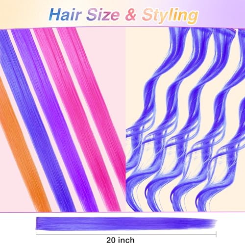 32 PCS Clip in Colored Hair Extensions for Kids, 20 Inches Rainbow Long Straight Hairpieces Synthetic,BEAHOT Hair Extensions-Pretty Gift for Cosplay Dress Up Fashion Party Birthday(32 Colors) - Image 3