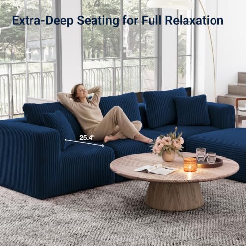 Image of Avenco 141-inch U-Shaped Modular Sectional Couch Sofa with 4 Ottomans