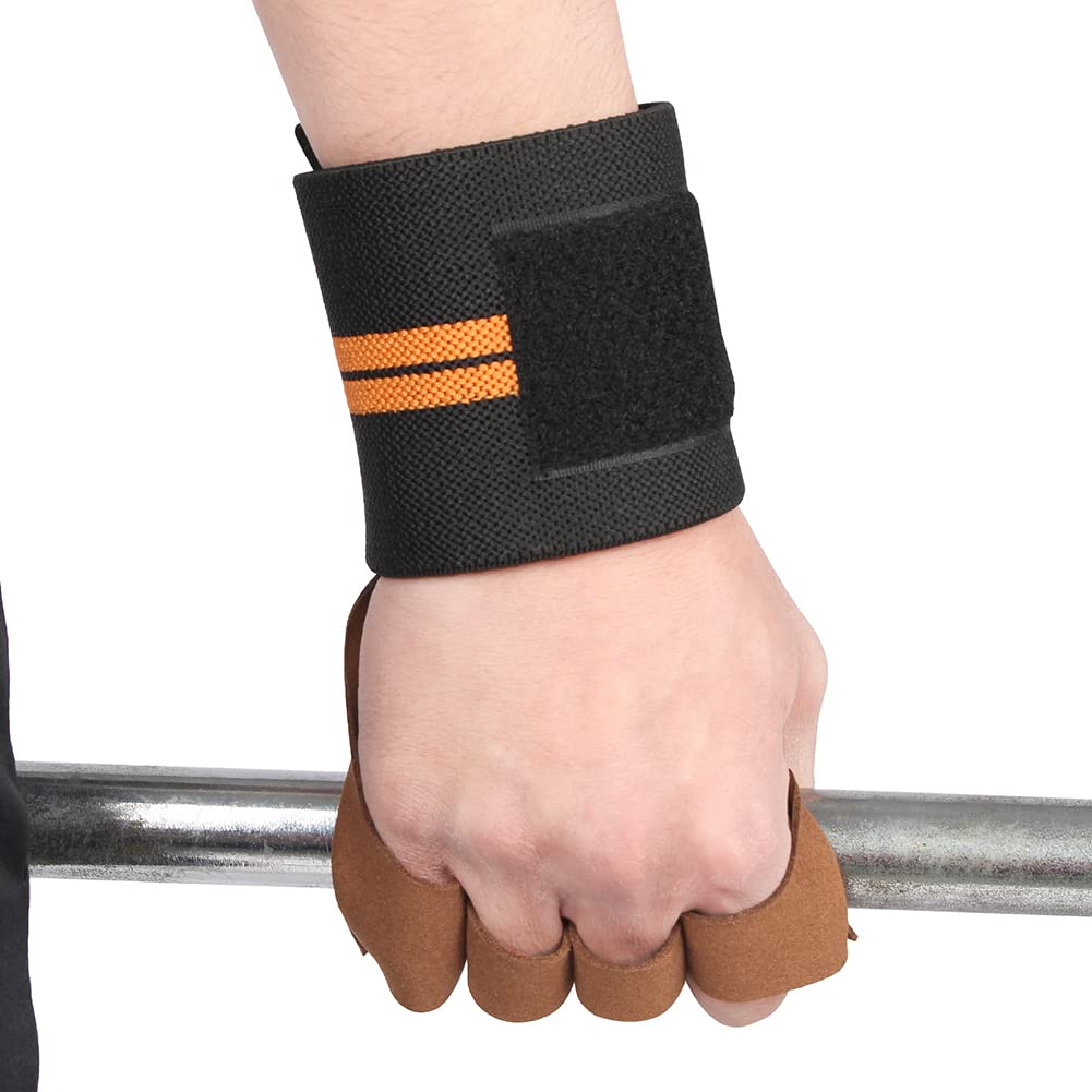 1 Paire de Gants de Musculation haltère antidérapant en Cuir haltérophilie Gants de Protection des Mains Protecteur Fitness entraînement Gants de Protection du Poignet, Marron, L