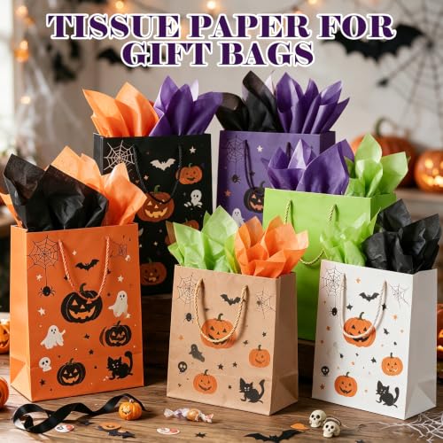 Image of TUXIYA 160 Sheets Halloween Tissue Paper,4-Color 14 inchX20 inch Tissue Paper Bulk
