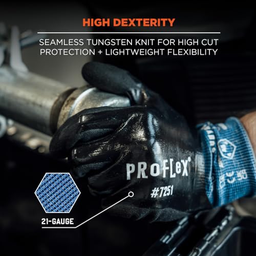 Image of Ergodyne Unisex Proflex 7251 Fully Coated Nitrile Cut-resistant Gloves - Ansi /Isea 105-2016 A5, En 388 4x42d, Water-resistant, 21g