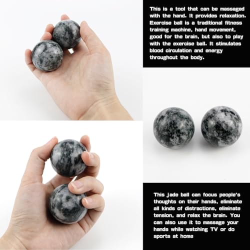 LNQ LUNIQI Chinese Health Qi Gong Balls, Jade Sphere, Hand Massage Ball, Baoding Stress Relief Gymnastics for Men and Women Pack of 2 - Image 3
