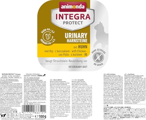 animonda INTEGRA PROTECT Urinary Oxal mit Huhn (16 x 100 g), Katzen Diätfutter bei Harnsteinen, Katzenfutter verringert die Bildung von Oxalsteinen, Nassfutter für Katzen ohne Getreide
