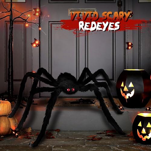 Image of Halloween Decorations Giant Spider, 6.6 Ft Fake Halloween Decor Spiders Large, Furry Spiders for Outdoor Indoor Yard Home Costumes Party House Decor (1 Pack)