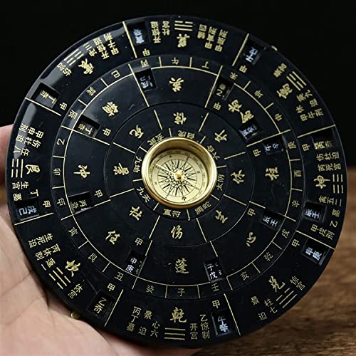 Brújula antigua china Luo Pan Feng Shui 13.1 cm diámetro miniatura 5