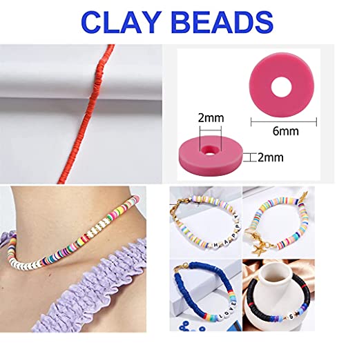 Image of PATPAT Beads for Jewellery Making Flat Beads Multicolor Flat Clay Beads for Bracelet & Necklace Making, Polymer Clay Beads for DIY Craft, Jewelry Making Girls (6mm, 15 Color) - 3000 Pieces