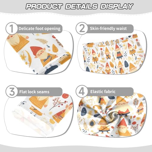 Autumn Gnomes Yellow Leaves Berries Vintage Kids Girl's Leggings Stretchy High Waisted Leg Yoga Pants Gym3