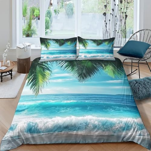 Housse de couette plage tropicale 3D pour chambre d'ado