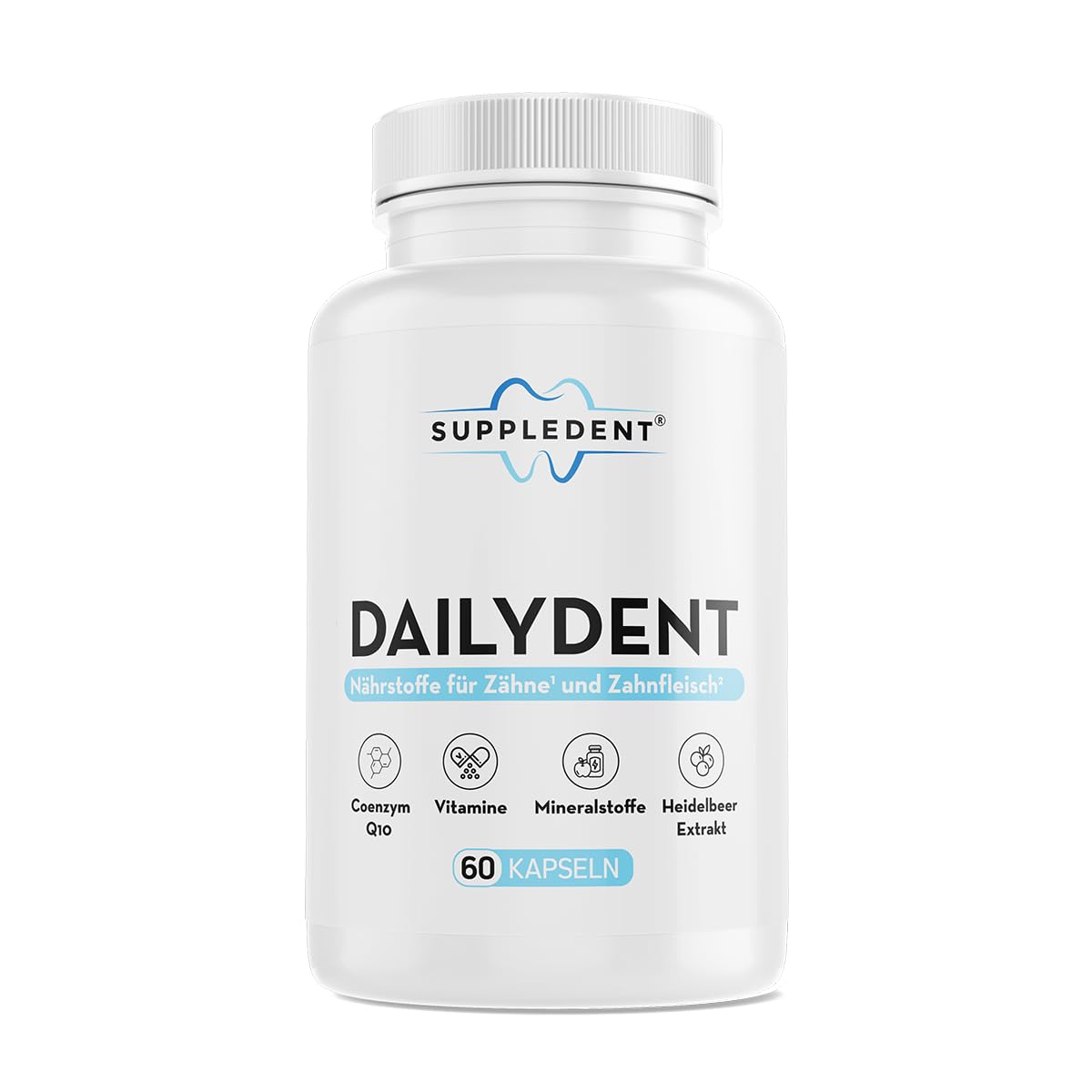 Dailydent – Multivitamin-Komplex für gesunde Zähne & Zahnfleisch mit Vitamin A, B1, B2, B6, B12, C, D3, E, K2, Folsäure, Zink, Magnesium, Eisen, Selen, Q10 & mehr – 60 Kapseln (30 Tage-Vorrat)