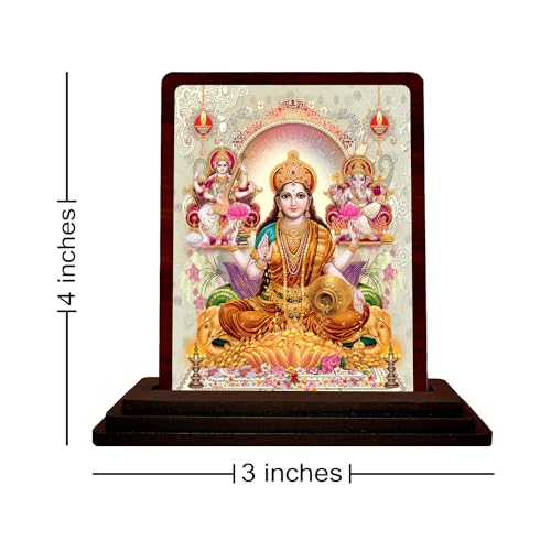 Image of Panchmukhi Hanuman Wooden Idol - Glossy Finish 5x4in | Murti for Car Dashboard & Home Temple | Perfect Small Statue for Door Entrance & Puja | Enhance Spaces (laxmi Ganesh Saraswati 1)