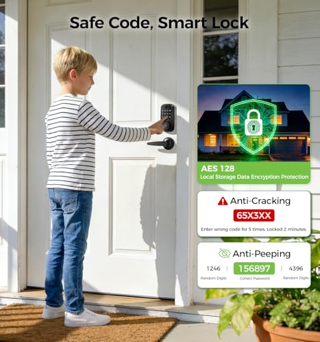 WiFi Smart Door Locks for Front Door Lock Set, Keyless Entry Door Lock Deadbolt with Handle Set, Smart Deadbolt Lock with Alexa & Google Assistant, APP Control, Voice& Fingerprint Unlock, PIN Code - Image 5
