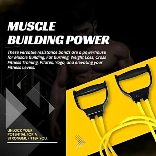 Image of Double Toning Tube Latex Tube Body Enhancer for Women & Men with Door Anchor, Workout, Home Gym and Toning Exercise Foam Handles & Easy-Adjust Clips for High Intensity Training