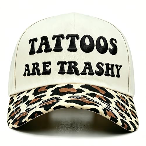 Tattoos are Trashy Funny Trucker Hats Vintage 2 Tone Snapback Hat for Women Adjustable Embroidery Fashion Hat