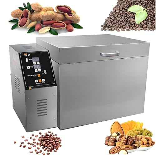 Nuxyyds Torréfacteur électrique, Torréfacteur De Grains De Café en Acier Inoxydable pour Cuisson du Café, De La Châtaigne, des Cacahuètes, des Céréales, du Temps Et De Température Réglables 2000g