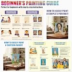 2 Ensemble de peintures pour couples et familles avec portrait & Guides de dessin animé 62 PCS Jeu de peinture, 24 Peintures acryliques, 6 Pré-dragage & Panneaux en toile vierge, 2 Tableau Easels, 24 Des pinceaux, 2 Crayons, 2 Palettes