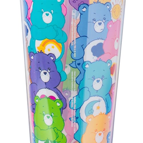 Image of Silver Buffalo Care Bears Rainbow, Plastic Cold Cup, 24oz | Cheer, Share, Wish, Good Luck, Grumpy, Friend, Bedtime, Harmony, Love-A-Lot, Lid, Straw Topper, Funshine, 0.71 Liters