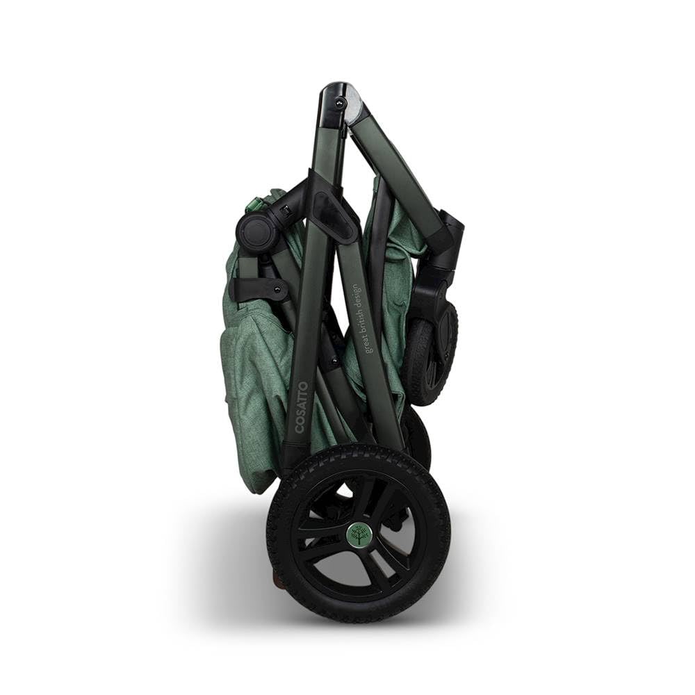 Cosatto Wow 3 Travel System Bundle mit i-Size Babyschale (Meadow) | 3 in 1 Kinderwagen ab Geburt bis 25kg mit Babywanne, drehbarer ISOFIX Basis, Fußsack und Wickelrucksack