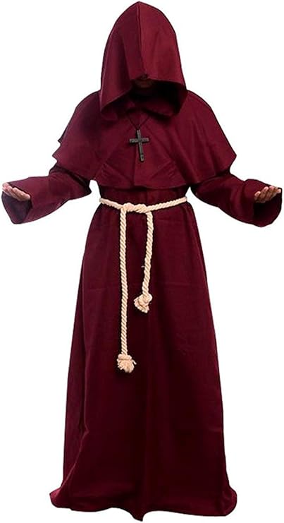 Monniken Uniforme Cosplay Broeder Monnik Touw Kostuum Middeleeuwse Monniken Cosplay Pak Priester Cosplay Kostuum Monniken Cosplay Kostuum Monnik Gewaad Mens Wit Tovenaars Pak Kap