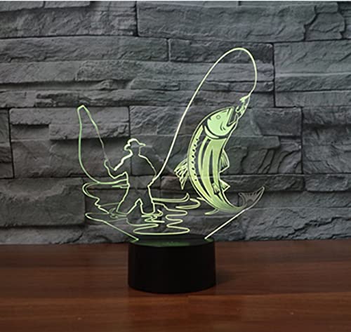 Lámpara nocturna 3D Go Fishing LED con control remoto miniatura 5