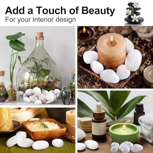 Image of 20Ib White River Rocks for Landscaping- High Polished Pebbles for Plants-Garden Decorative Stones-1-2 Large Plant Rocks,Ideal for Aquarium, Home Decor