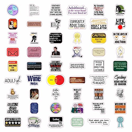 BulbaCraft 100Pcs Funny Adulting Stickers, Adulting is Hard Stickers, Funny Decals for Adults, Adult Reward Decals, Gifts for Women & Men