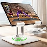 LISEN Tablet Ständer iPad Ständer Tablet Halterung Tisch, Verstellbarer Aluminium Handy Ständer Schreibtisch Super Stabil für iPad Air Mini 11 Galaxy Tab Alle Tablets (Silver White)