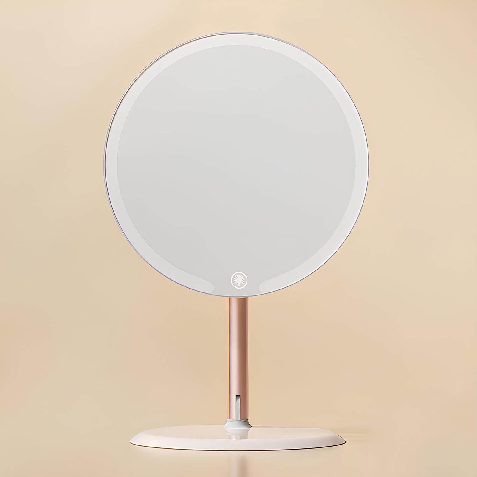 Espejo de Maquillaje LED de Mesa con Luz, Espejo Cosmético de Escritorio Recargable, Aumento 5X, 3 Modos de Iluminación, Espejo Ajustable Doble Eje, Carga Type-C(Blanca)