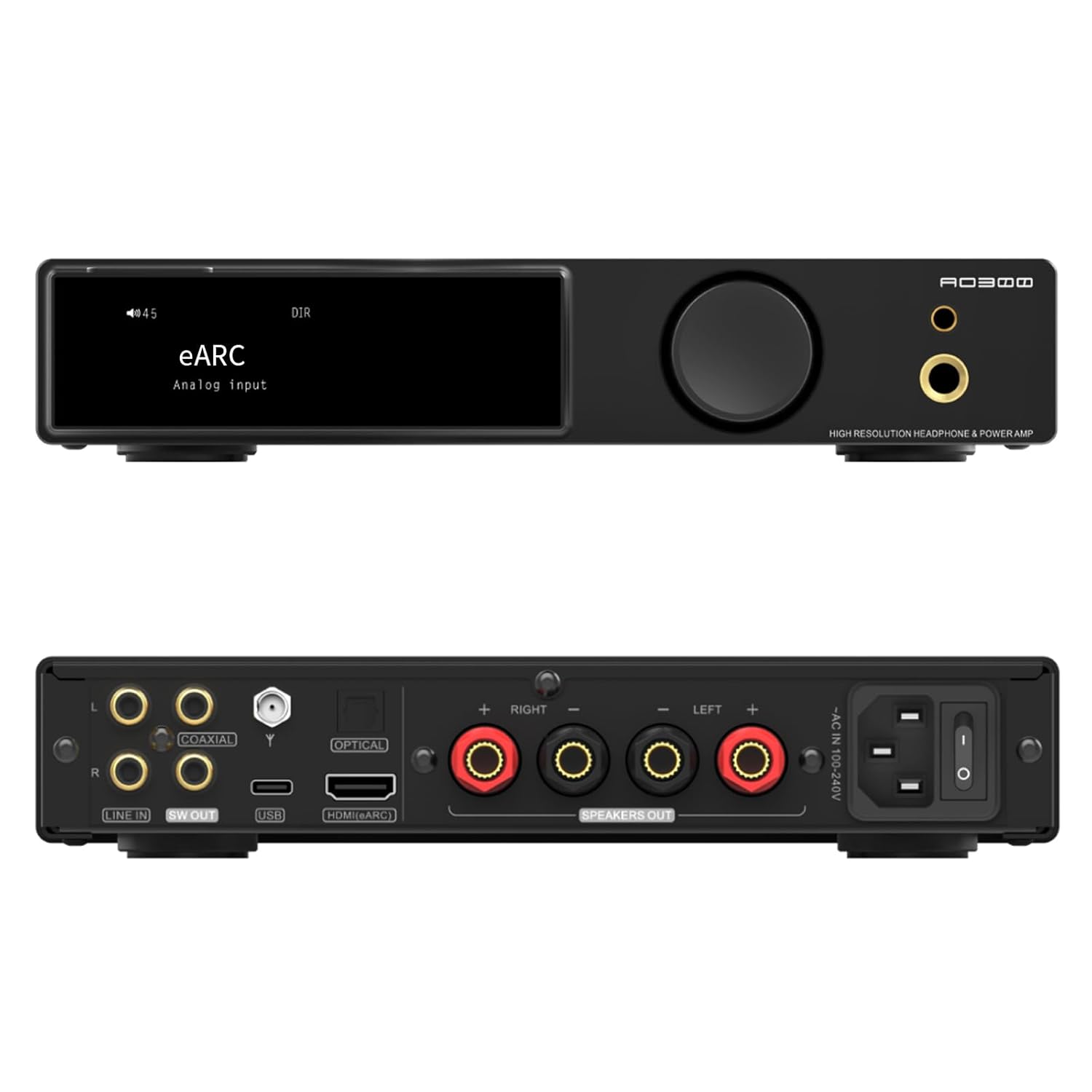 SMSL AO300 PRO DAC Amplifier | CS43131 USB/Coax/Opt/RCA Input MQA DAC | 165W MA5332MS 2.1Channel Stereo Amp | 4.4mm/6.35mm Hi-Fi Headphone Amp | Class D Digital DAC Amplifier, Black