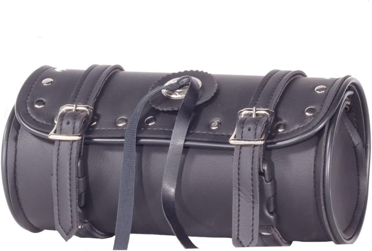GARGOYLE BELLS Motorcycle Tool Bags with Shiny Studs & Concho Handlebar Bag Universal Motorcycle Fork Bag Saddlebags Sissy Bar Storage Tool Bag for Motorcycle 10" Black with Studs