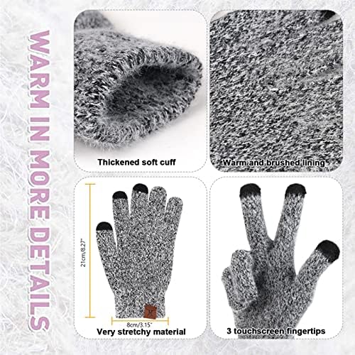 Bequemer Laden Womens Winter Warm Knit Beanie Hat Touchscreen Gloves Set with Fleece Lined Skull Cap Gloves Set for Women