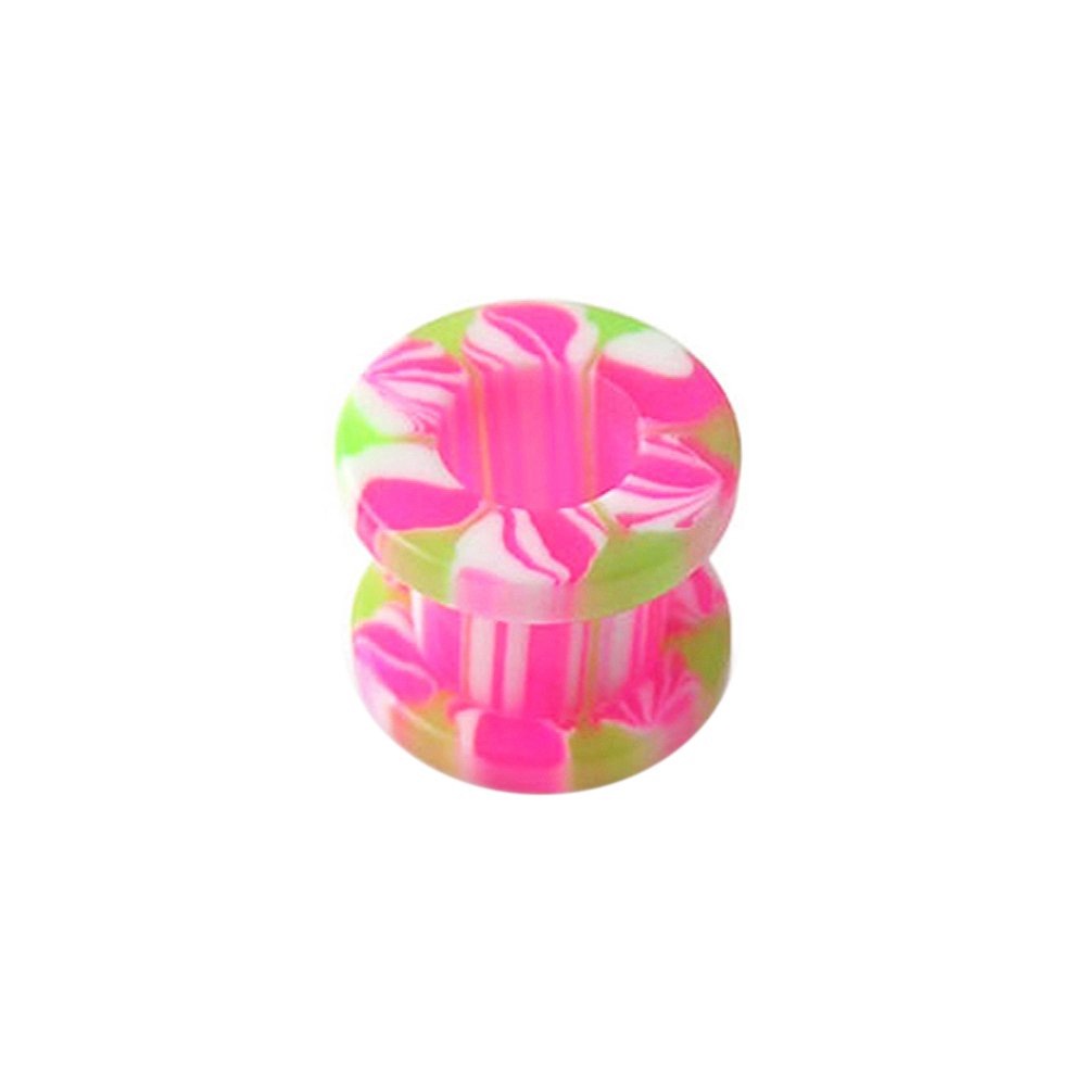 Colorful Pink Marble UV Ear Flesh Tunnel - Sold by Piece
