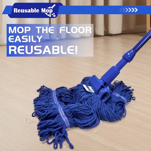 Image of 4 Pack Heavy Duty Commercial Mop Head Replacement,Commercial String Mop Head,Loop-End Mop Head Replacement,Cotton Washable Industrial Mop Head,Wet Cleaning Mop Head for Home,Industrial and Commercial