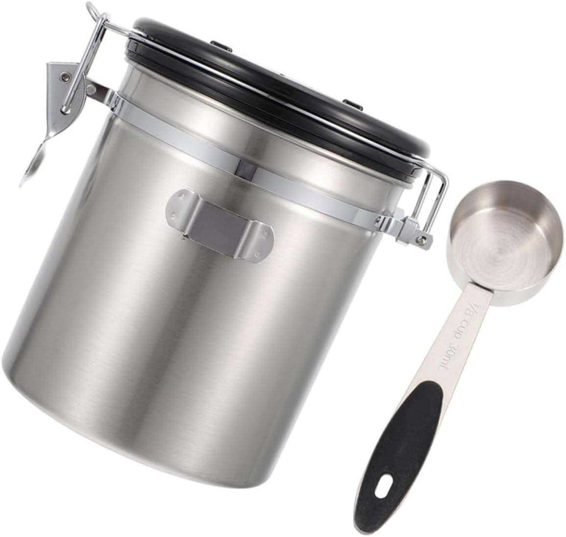 HANABASS Pet Treat Storage Jar with Spoon 1.8l Airtight Sealed Canister Stainless Steel Grain Container for Cat and Dog Food Storage